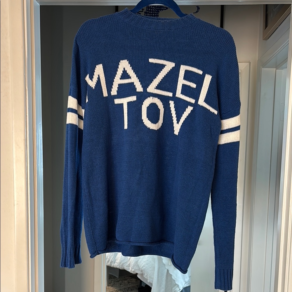 Show Me Your MuMu Blue and White Crew Neck Sweater